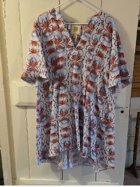 Emoly MCcarthy Floral Red and Blue Dress